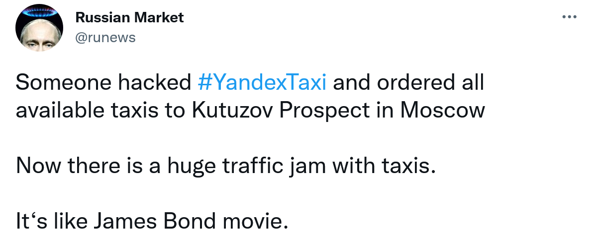 俄罗斯 Yandex 打车 App 被黑，导致莫斯科交通一度陷入混乱僵局